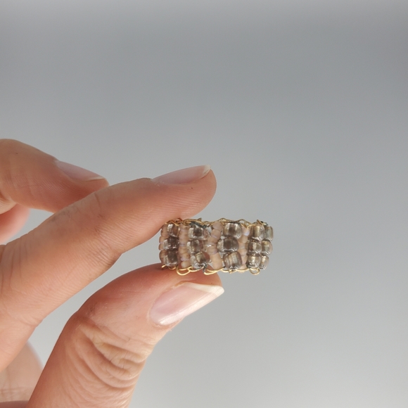 Gold and Peach Beaded Ring - Picture 5 of 8